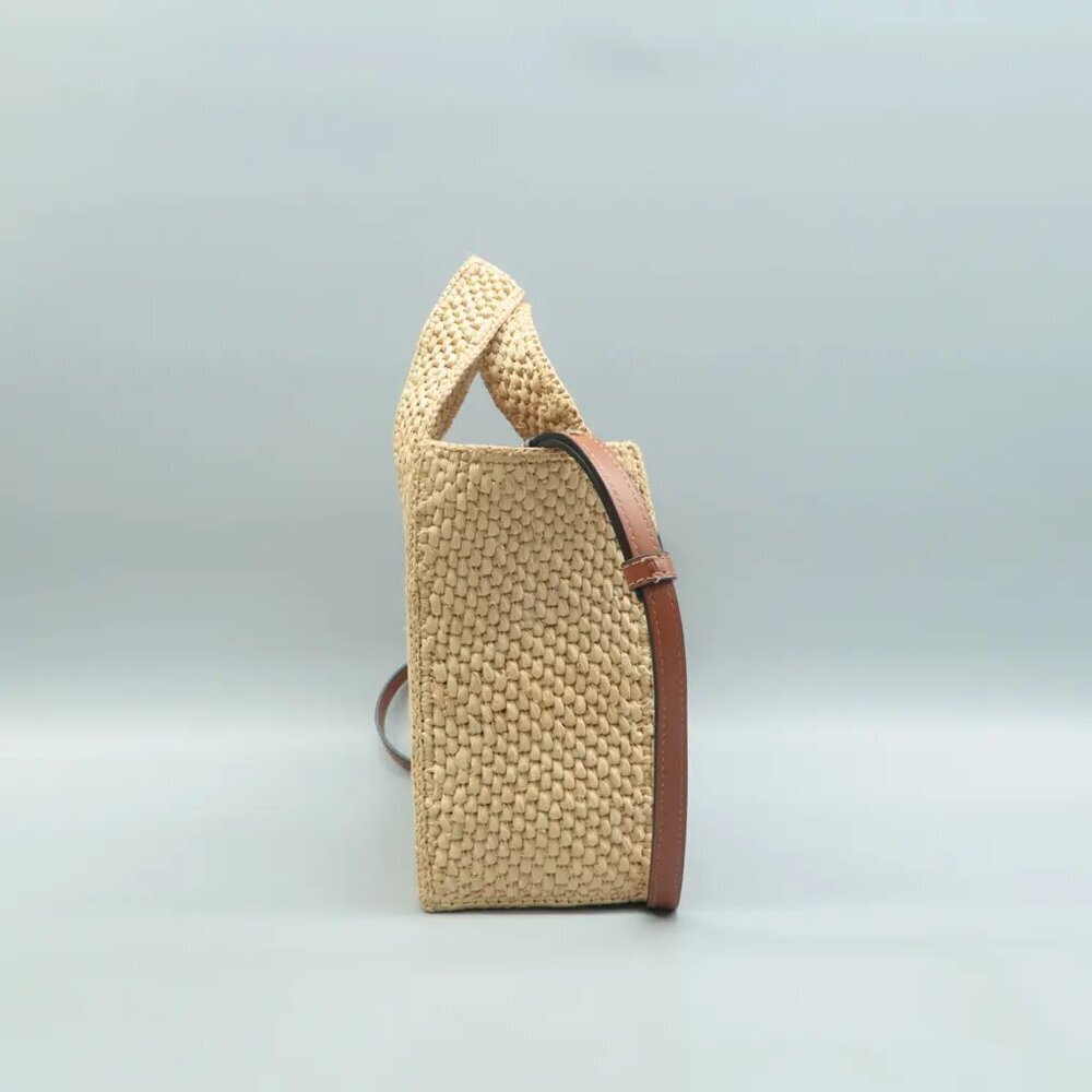 100% Authentic LOEWE Beige Straw Satchel 1318-082624 - Picture 4 of 12